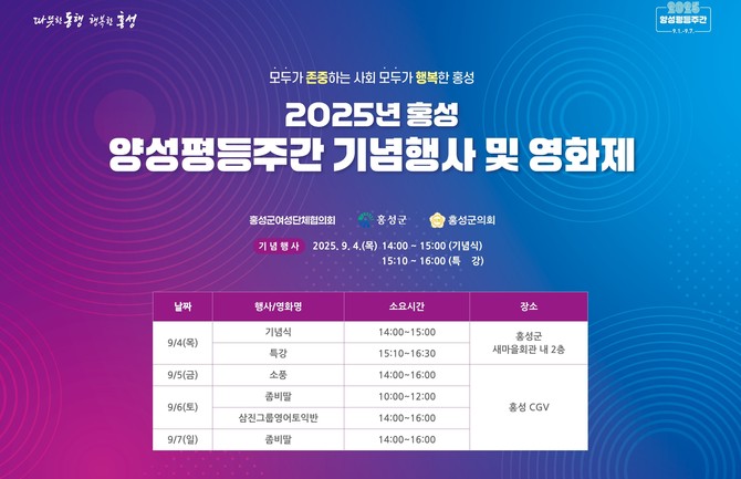 2025 홍성군 양성평등주간 이미지. ⓒ 홍성군