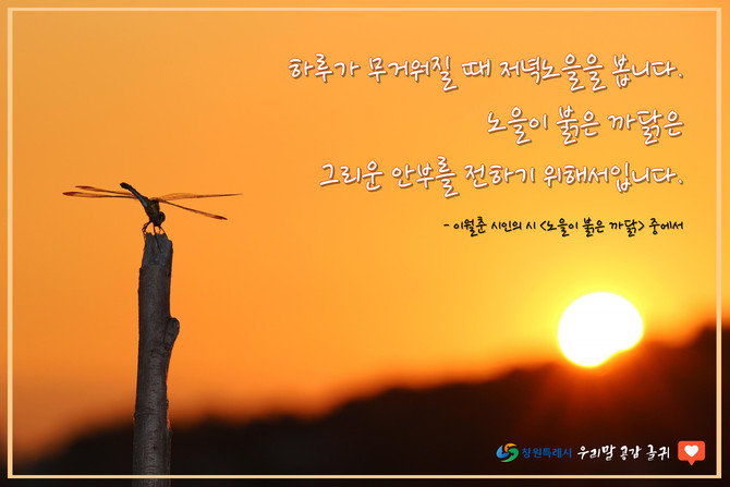 9월 한 달간 '우리말 공감 글귀'로 '이월춘 시인의 시 한 구절' 선정. ⓒ 창원시