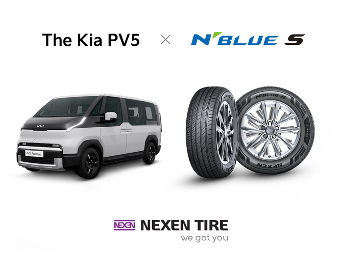 넥센타이어가 기아 PV5 수출 모델에 여름용 타이어 '엔블루 S(N'Blue S 215/65R16 102H)'를 신차용 타이어로 공급한다. ⓒ 넥센타이어