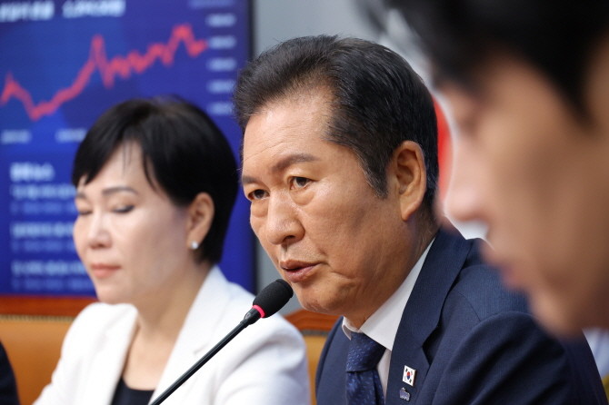 정청래 더불어민주당 대표가 24일 서울 여의도 국회에서 열린 최고위원회의에서 발언하고 있다. ⓒ 연합뉴스