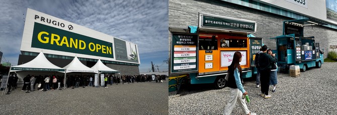 개관 첫날 오전부터 대기 줄이 길게 늘어서며 실수요자들의 높은 관심을 입증했다. = 김주환 기자