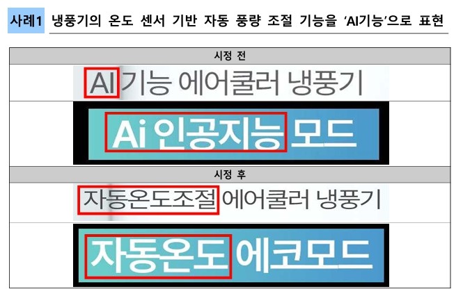 AI워싱 의심사례 시정 예시. ⓒ 한국소비자원