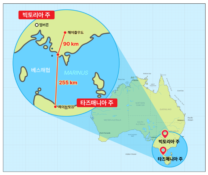 호주 마리너스 링크 HVDC 사업 위치도. Ⓒ 삼성물산
