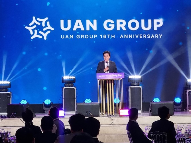 손정명 유안 총괄대표가 기념사를 발표하고 있다. = 김상준 기자