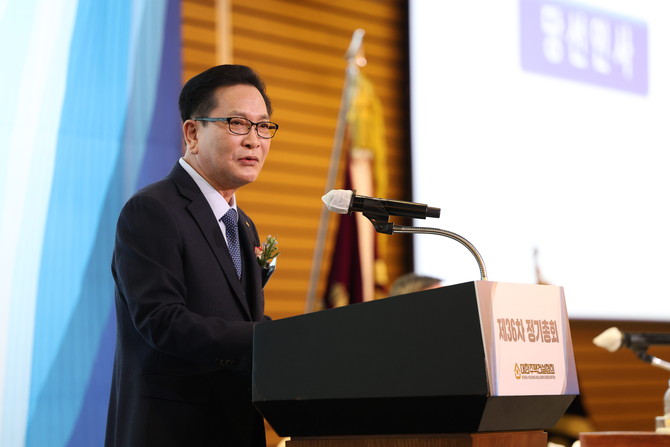 김성은 대한주택건설협회 신임 협회장이 당선 소감을 말하고 있다. © 대한주택건설협회