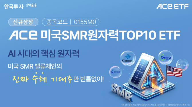 한국투자신탁운용은 소형모듈원자로(SMR) 관련주에 투자하는 ACE 미국SMR원자력TOP10 상장지수펀드(ETF)를 상장한다고 3일 밝혔다. ⓒ 한국투자신탁운용