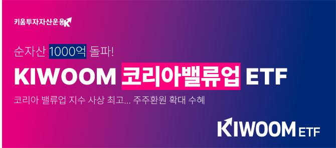 키움투자자산운용은 'KIWOOM 코리아밸류업 ETF'의 순자산이 지난 12일 기준 1000억 원을 돌파했다고 밝혔다. ⓒ 키움투자자산운용