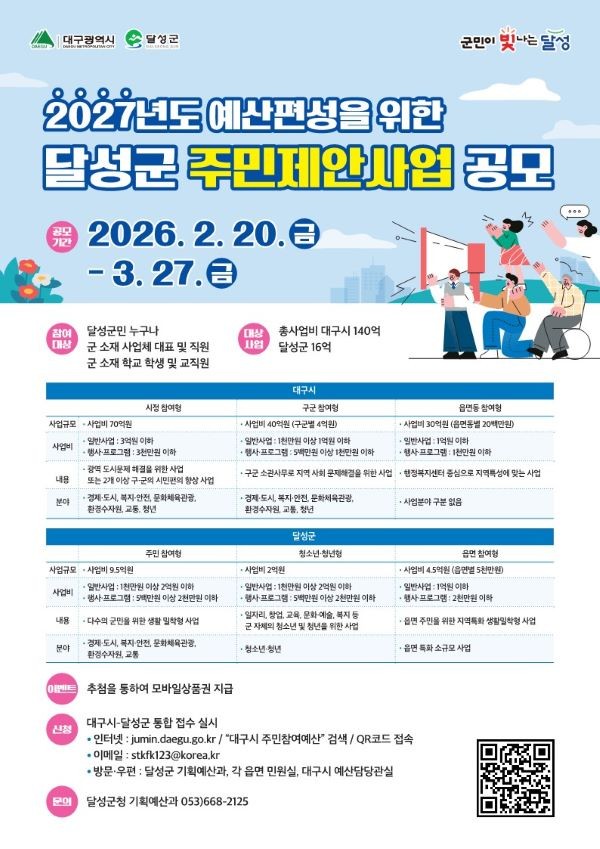 2027년도 예산편성을 위한 주민제안사업 공모 안내문. ⓒ 달성군