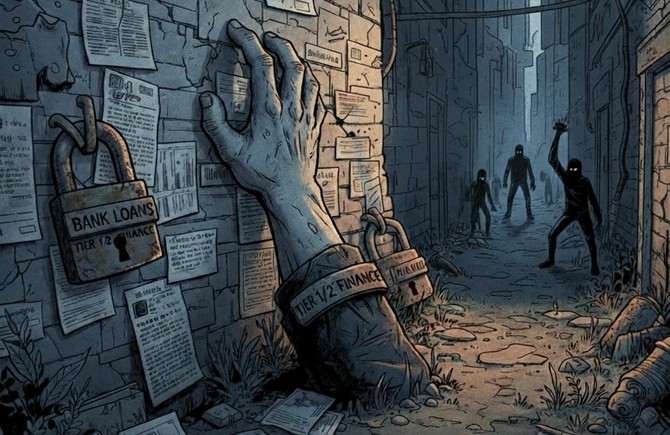 1·2금융권 대출 문턱이 높아지자 지난해 4분기 대부업 신규대출이 8000억원에 육박, 3년 반 만에 최대치를 기록했다. © 제미나이 생성 이미지