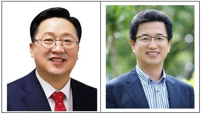 왼쪽부터 이장우 현 대전시장, 허태정 전 대전시장. ⓒ 프라임경제