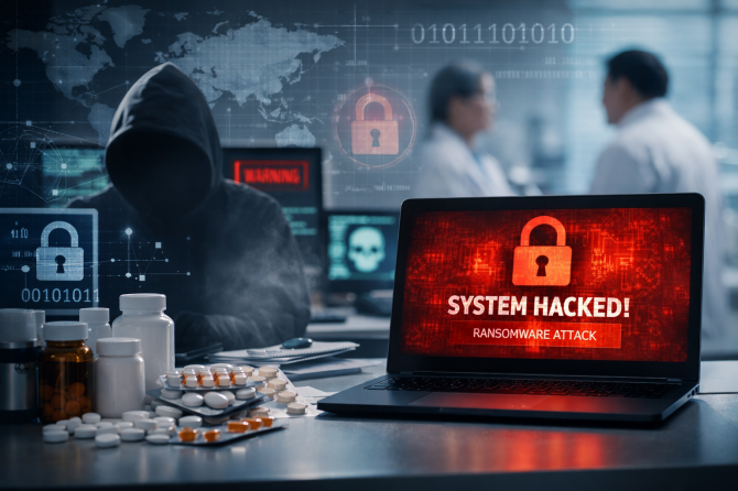 국내 제약업계를 겨냥한 랜섬웨어 공격 의심 사례가 잇따르면서 전산 장애가 공급망 차질로 이어지고 있다. © 챗GPT 생성 이미지