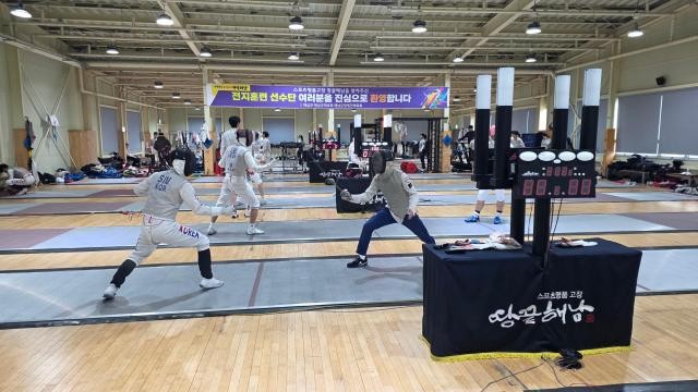 근대5종 국가대표팀 전지훈련 모습(해남우슬체육관). ⓒ 해남군