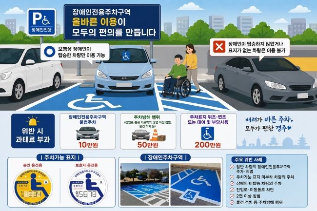 경주시가 장애인 이동권 보호와 올바른 주차문화 정착을 위해 장애인전용주차구역 이용 기준과 위반 사례, 과태료 부과 기준 등을 안내하는 홍보 활동을 강화하고 있다. ⓒ 경주시