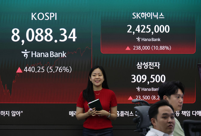 투자자예탁금이 2개월 반 만에 120조원 아래로 내려갔다. 사진은 지난 3일 서울 중구 하나은행 딜링룸 현황판. ⓒ 연합뉴스