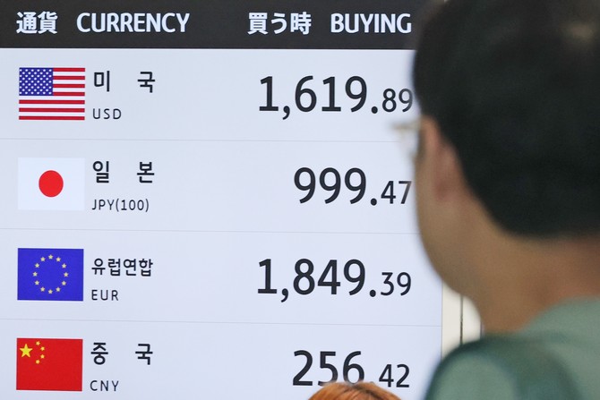 지난 2일 인천국제공항 제2여객터미널 출국장에 자리한 은행 환전창구에 원·달러 환율이 표시돼있는 모습. ⓒ 연합뉴스
