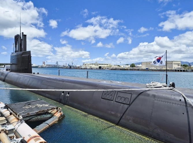 지난 5일(현지시간) 미국 하와이 진주만-히캄 합동기지에서 열린 '2026 환태평양훈련(RIMPAC·림팩)'에 참가한 도산안창호함의 모습. ⓒ 연합뉴스