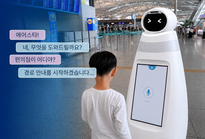 셀바스AI는 로봇 전문기업 클로봇과 협력해 AI 음성 인터페이스 기술 '셀바스 트리거'를 인천공항 안내로봇 '에어스타' 20여대에 탑재했다. ⓒ 셀바스AI