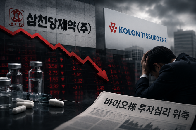 바이오의약품 수출과 기술수출은 성장세를 이어갔지만, 시장은 불확실성에 더욱 민감하게 반응하며 바이오주를 외면하고 있다. ⓒ 챗GPT 생성 이미지