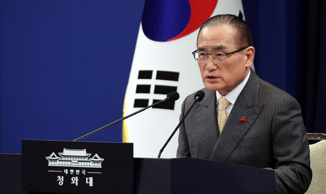 위 실장은 28일 오전 청와대 춘추관에서 외교 현안에 대해 브리핑 했다. ⓒ 연합뉴스