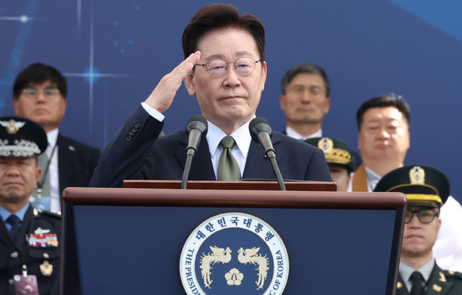 이 대통령은 1일 충남 계룡대에서 열린 '제78회 국군의 날 기념식'에 참석했다. ⓒ 연합뉴스