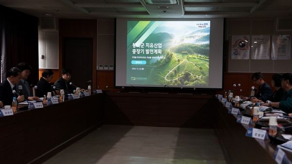 봉화군이 지난 26일 치유산업 중장기 발전계획 수립 연구용역 최종보고회를 열고, 지역 산림자원을 활용한 치유산업 육성 전략과 핵심과제, 단계별 추진방안을 논의하고 있다. ⓒ 봉화군