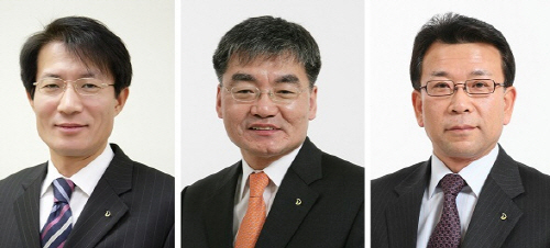 왼쪽부터 순서대로 남기혁 기획외주부문장, 이준하 빌딩부문장, 옥동민 인프라부문장 ⓒ 대우건설
