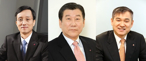  LG전자는 27일 임원인사를 실시하고 3명의 부사장을 사장으로 승진시켰다. 왼쪽부터 박종석&middot;정도현&middot;하현회 사장. ⓒ LG전자